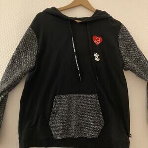 Karl Lagerfeld Paris Women’s Tweed Patch Hoodie Black Size L